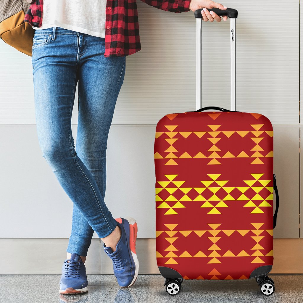 Southwest Red Gold Design Themed Print Luggage Cover Protector