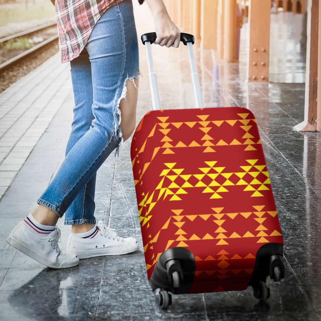 Southwest Red Gold Design Themed Print Luggage Cover Protector