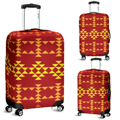 Southwest Red Gold Design Themed Print Luggage Cover Protector