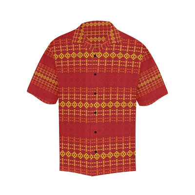 Southwest Red Gold Design Themed Print Men Aloha Hawaiian Shirt