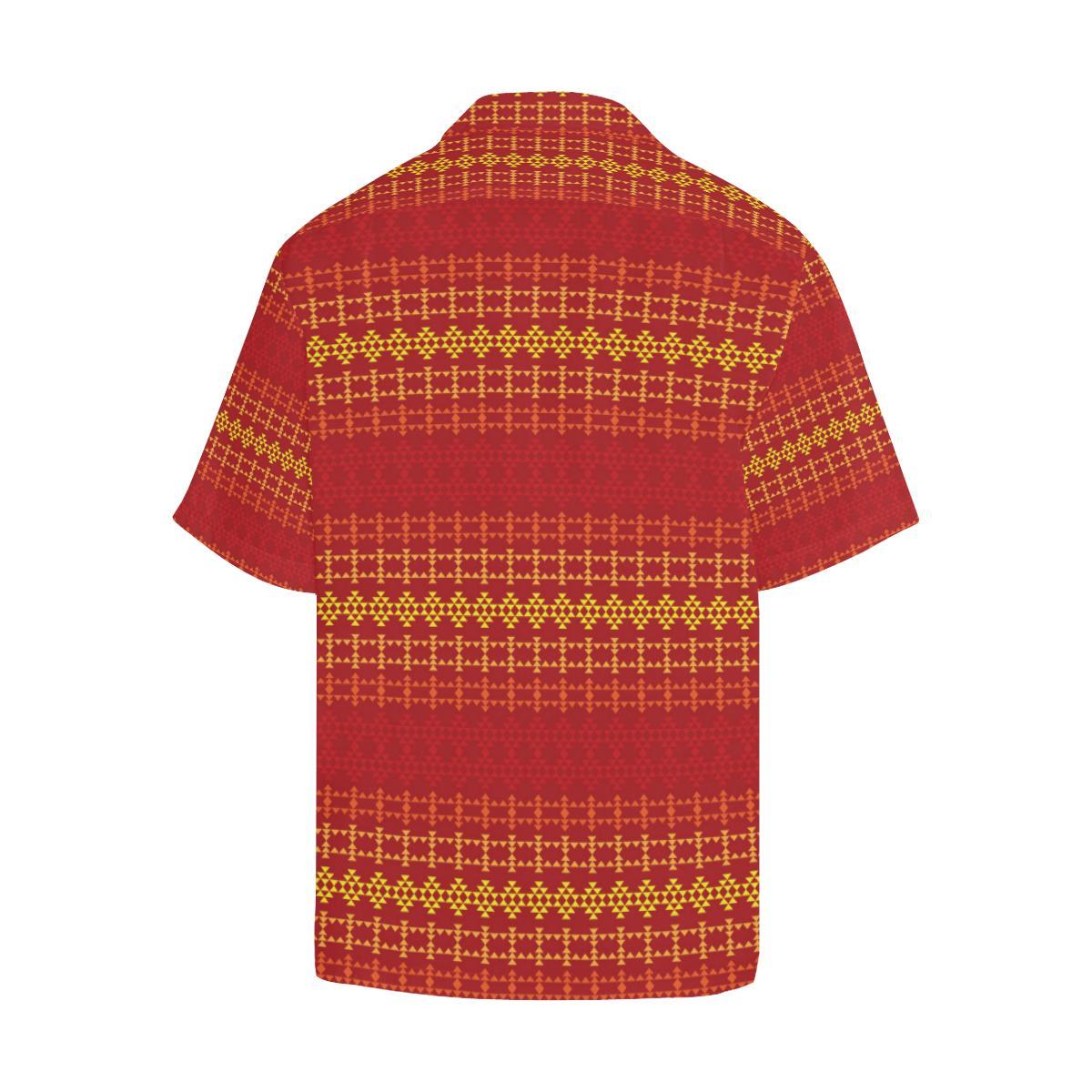Southwest Red Gold Design Themed Print Men Aloha Hawaiian Shirt