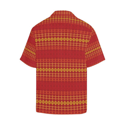 Southwest Red Gold Design Themed Print Men Aloha Hawaiian Shirt