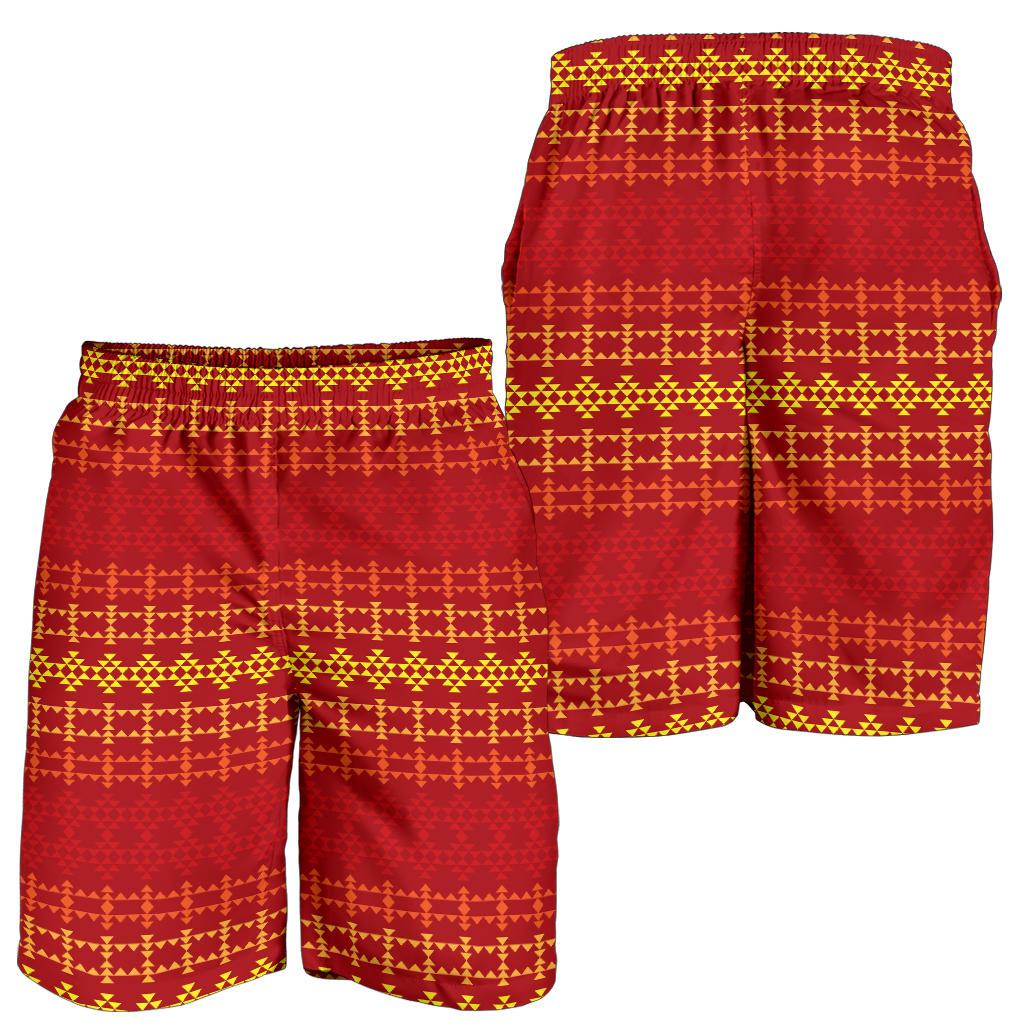 Southwest Red Gold Design Themed Print Mens Shorts-JTAMIGO.COM