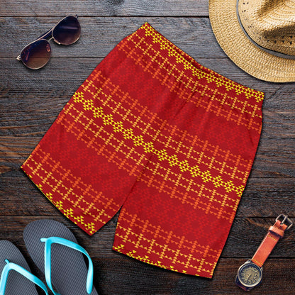 Southwest Red Gold Design Themed Print Mens Shorts-JTAMIGO.COM
