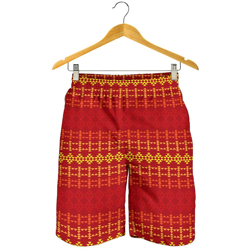 Southwest Red Gold Design Themed Print Mens Shorts-JTAMIGO.COM