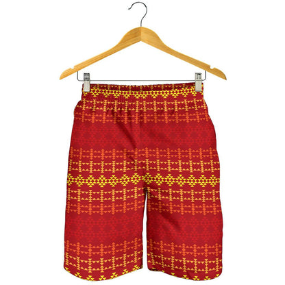 Southwest Red Gold Design Themed Print Mens Shorts-JTAMIGO.COM