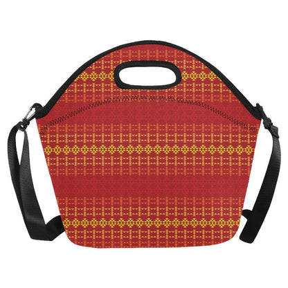 Southwest Red Gold Design Themed Print Neoprene Lunch Bag (Model 1669)(Large)-JTAMIGO.COM