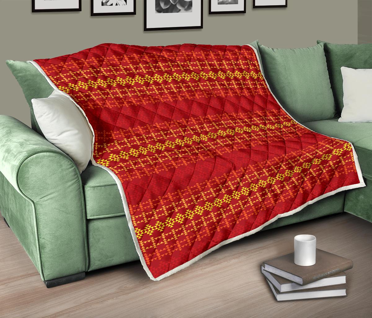 Southwest Red Gold Design Themed Print Premium Quilt-JTAMIGO.COM