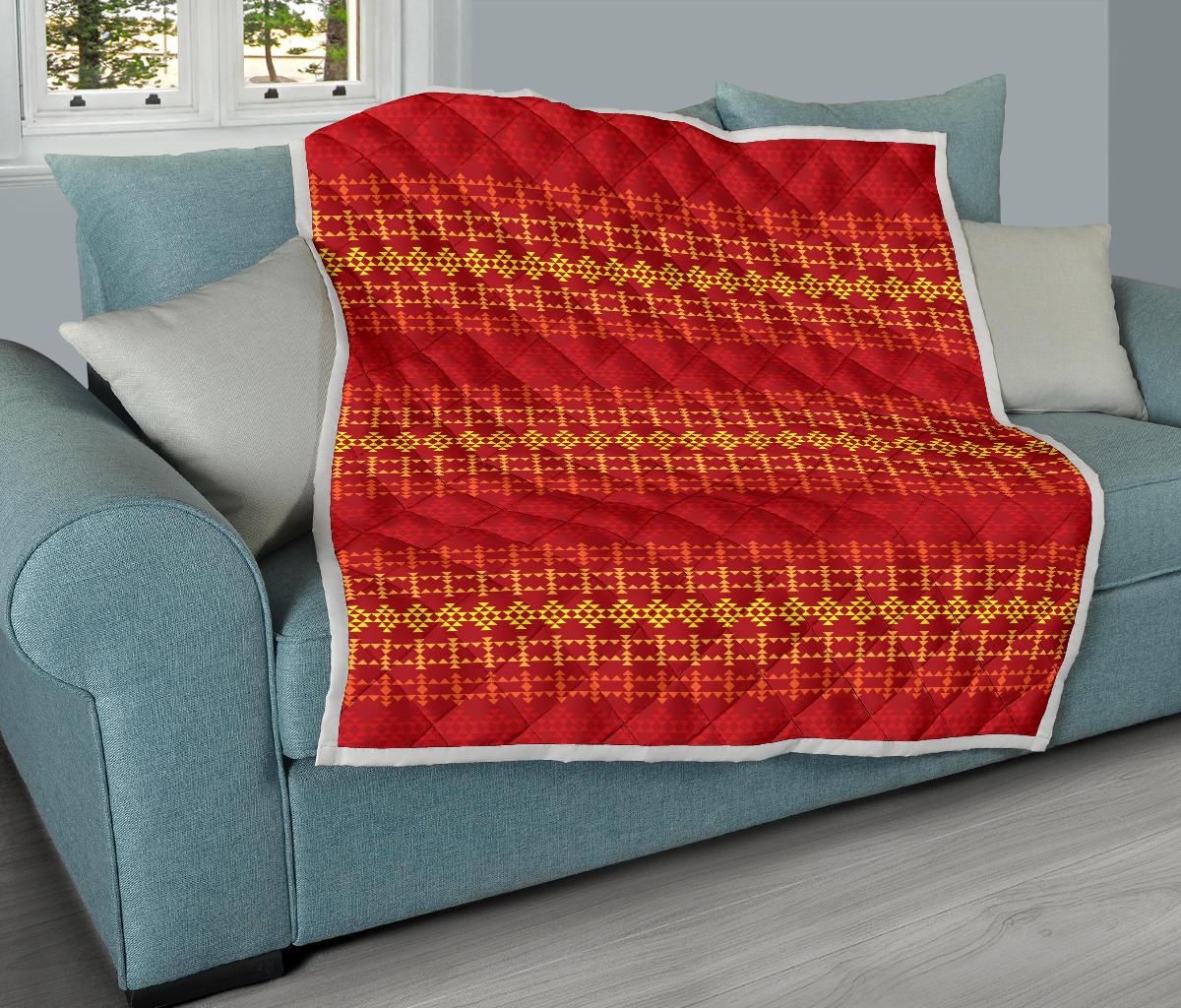 Southwest Red Gold Design Themed Print Premium Quilt-JTAMIGO.COM
