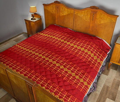 Southwest Red Gold Design Themed Print Premium Quilt-JTAMIGO.COM
