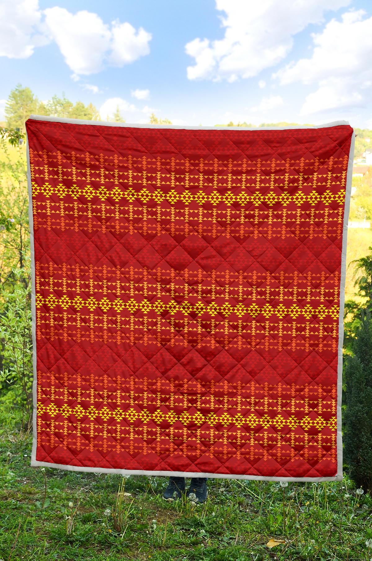 Southwest Red Gold Design Themed Print Premium Quilt-JTAMIGO.COM