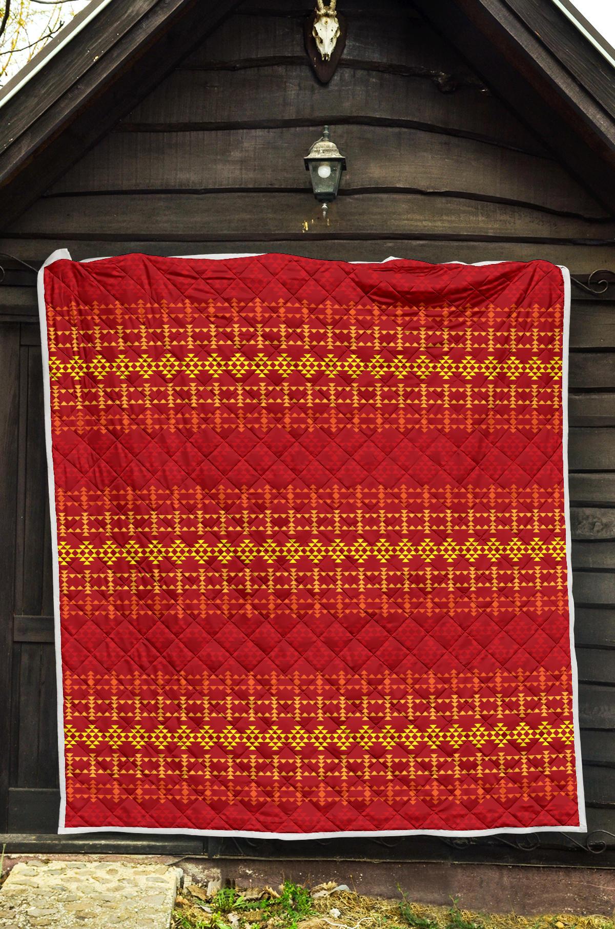 Southwest Red Gold Design Themed Print Premium Quilt-JTAMIGO.COM