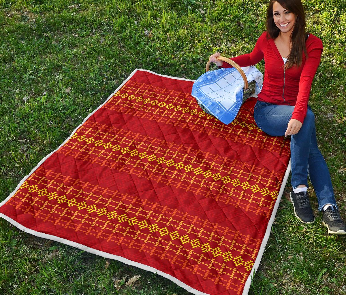 Southwest Red Gold Design Themed Print Premium Quilt-JTAMIGO.COM