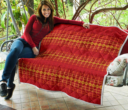 Southwest Red Gold Design Themed Print Premium Quilt-JTAMIGO.COM
