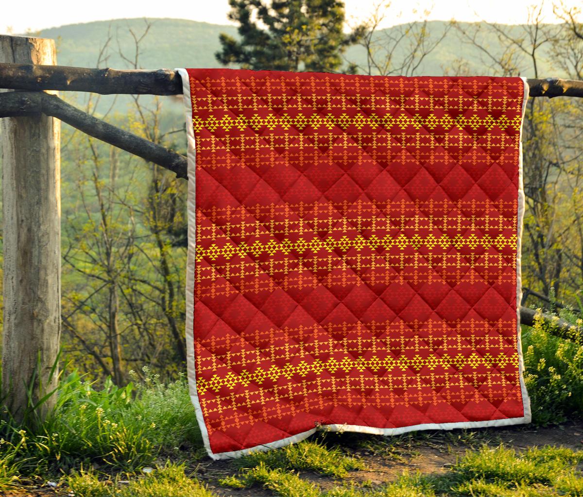 Southwest Red Gold Design Themed Print Premium Quilt-JTAMIGO.COM