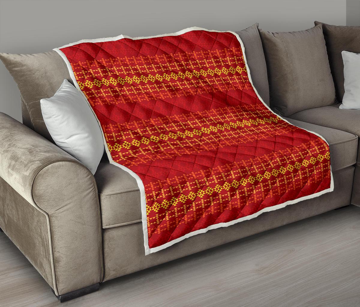 Southwest Red Gold Design Themed Print Premium Quilt-JTAMIGO.COM