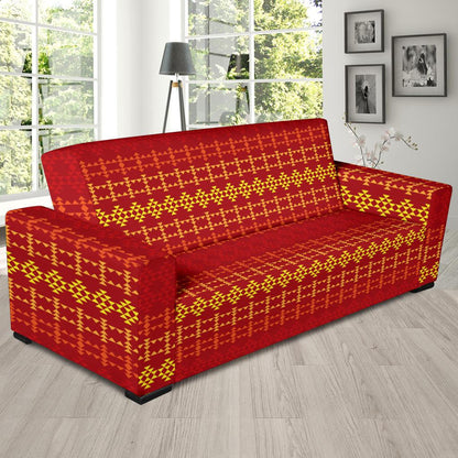 Southwest Red Gold Design Themed Print Sofa Slipcover-JTAMIGO.COM