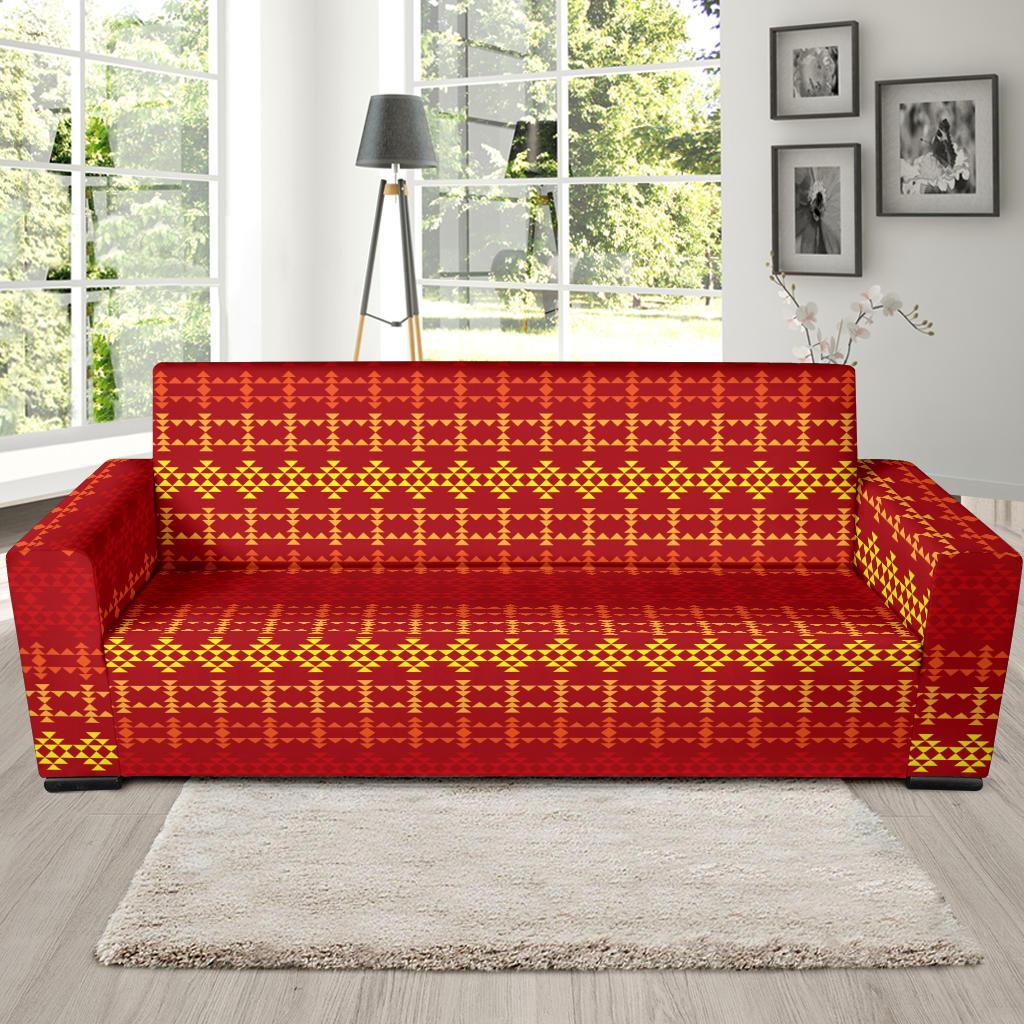 Southwest Red Gold Design Themed Print Sofa Slipcover-JTAMIGO.COM
