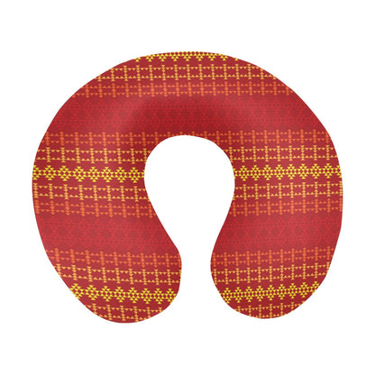 Southwest Red Gold Design Themed Print U-Shaped Travel Neck Pillow-JTAMIGO.COM