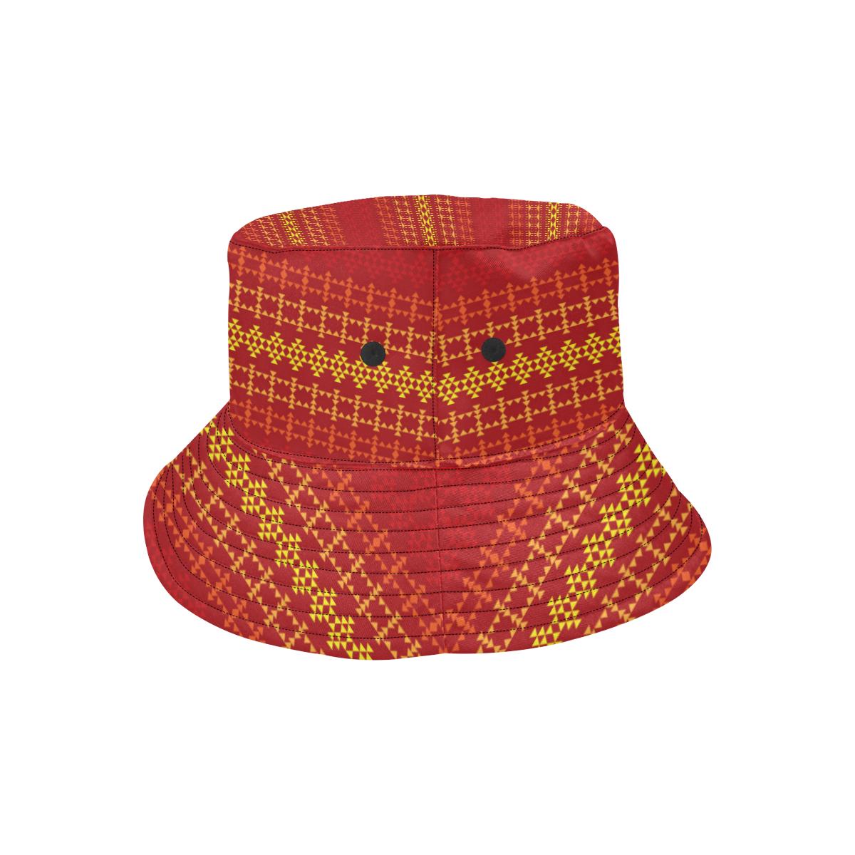 Southwest Red Gold Design Themed Print Unisex Bucket Hat