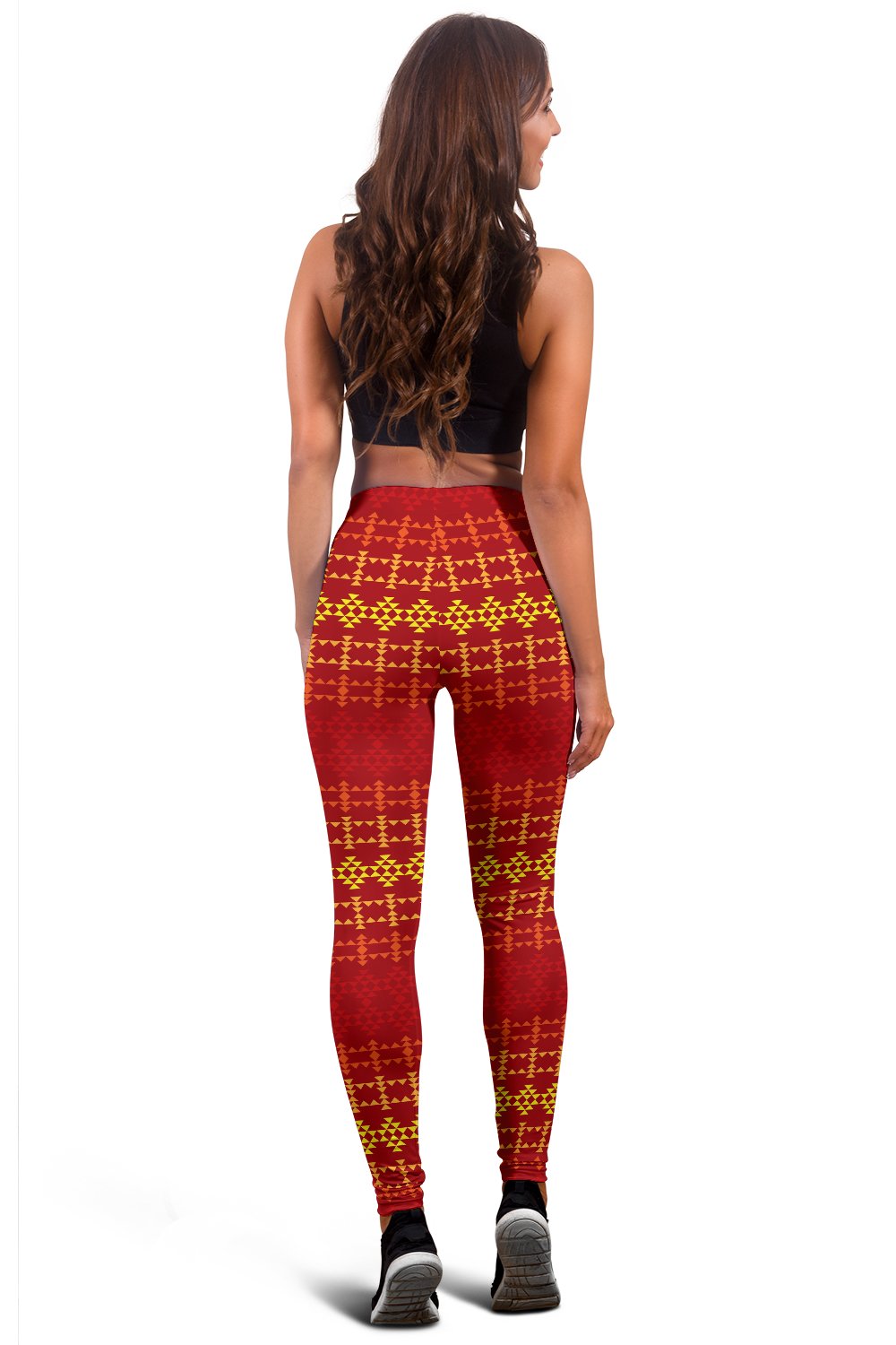 Southwest Red Gold Design Themed Print Women Leggings