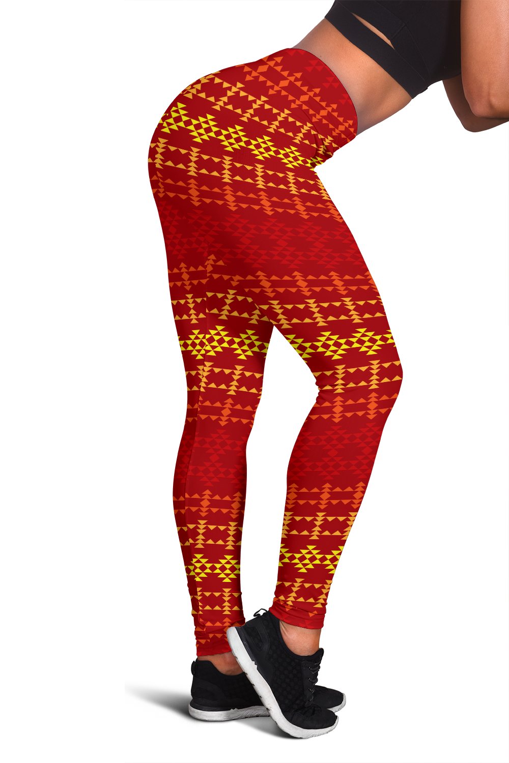 Southwest Red Gold Design Themed Print Women Leggings