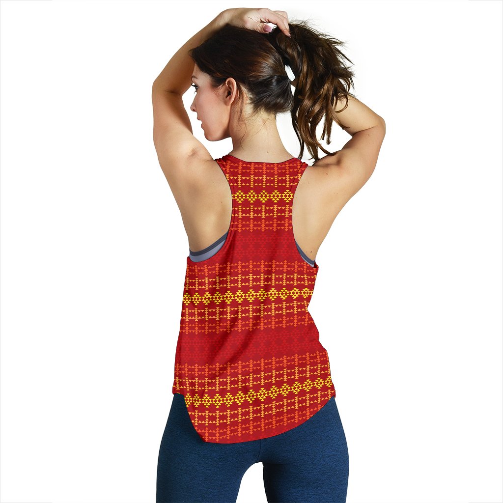 Southwest Red Gold Design Themed Print Women Racerback Tank Top
