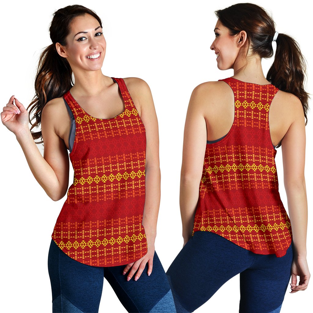 Southwest Red Gold Design Themed Print Women Racerback Tank Top