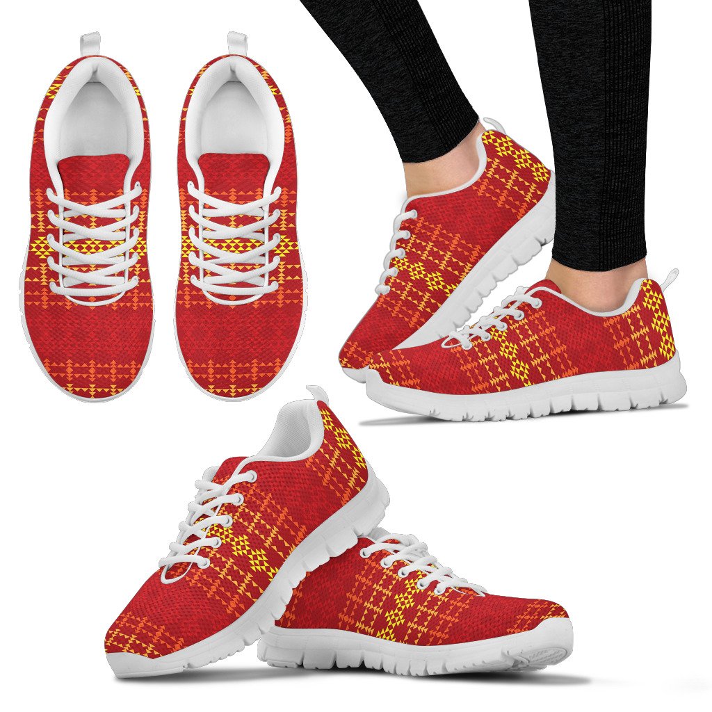 Southwest Red Gold Design Themed Print Women Sneakers Shoes