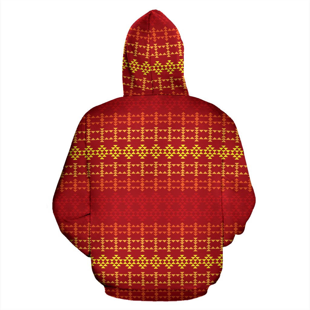 Southwest Red Gold Design Themed Print Zip Up Hoodie