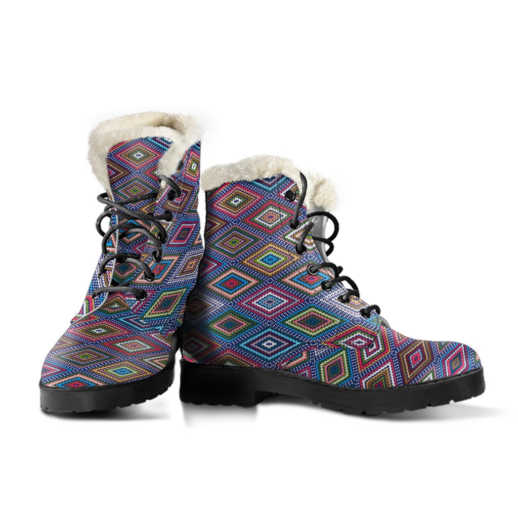 Southwestern Design Faux Fur Leather Boots-JTAMIGO.COM