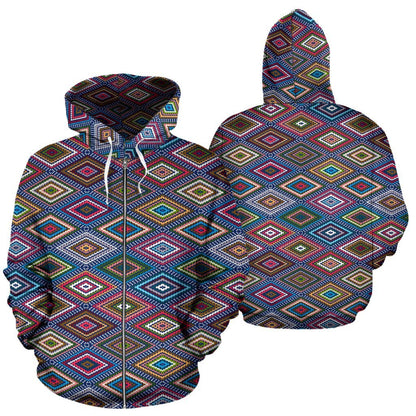 Southwestern Design Zip Up Hoodie