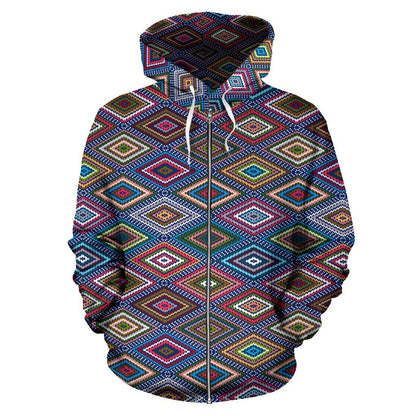 Southwestern Design Zip Up Hoodie