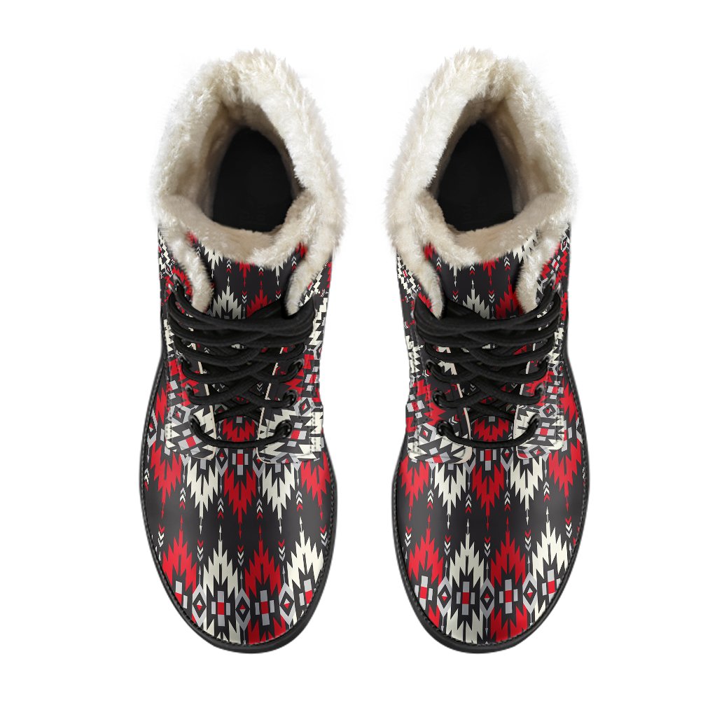 Southwestern Pattern Faux Fur Leather Boots-JTAMIGO.COM