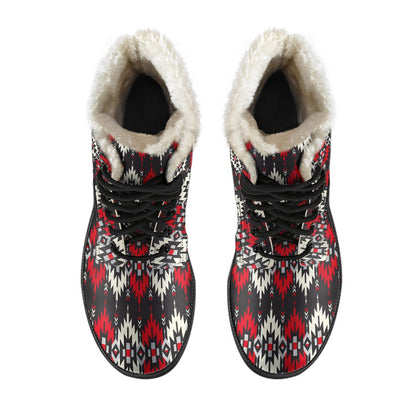Southwestern Pattern Faux Fur Leather Boots-JTAMIGO.COM