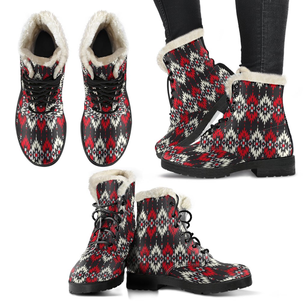 Southwestern Pattern Faux Fur Leather Boots-JTAMIGO.COM