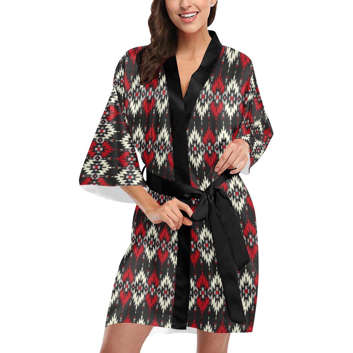 Southwestern Pattern Women Short Kimono Robe