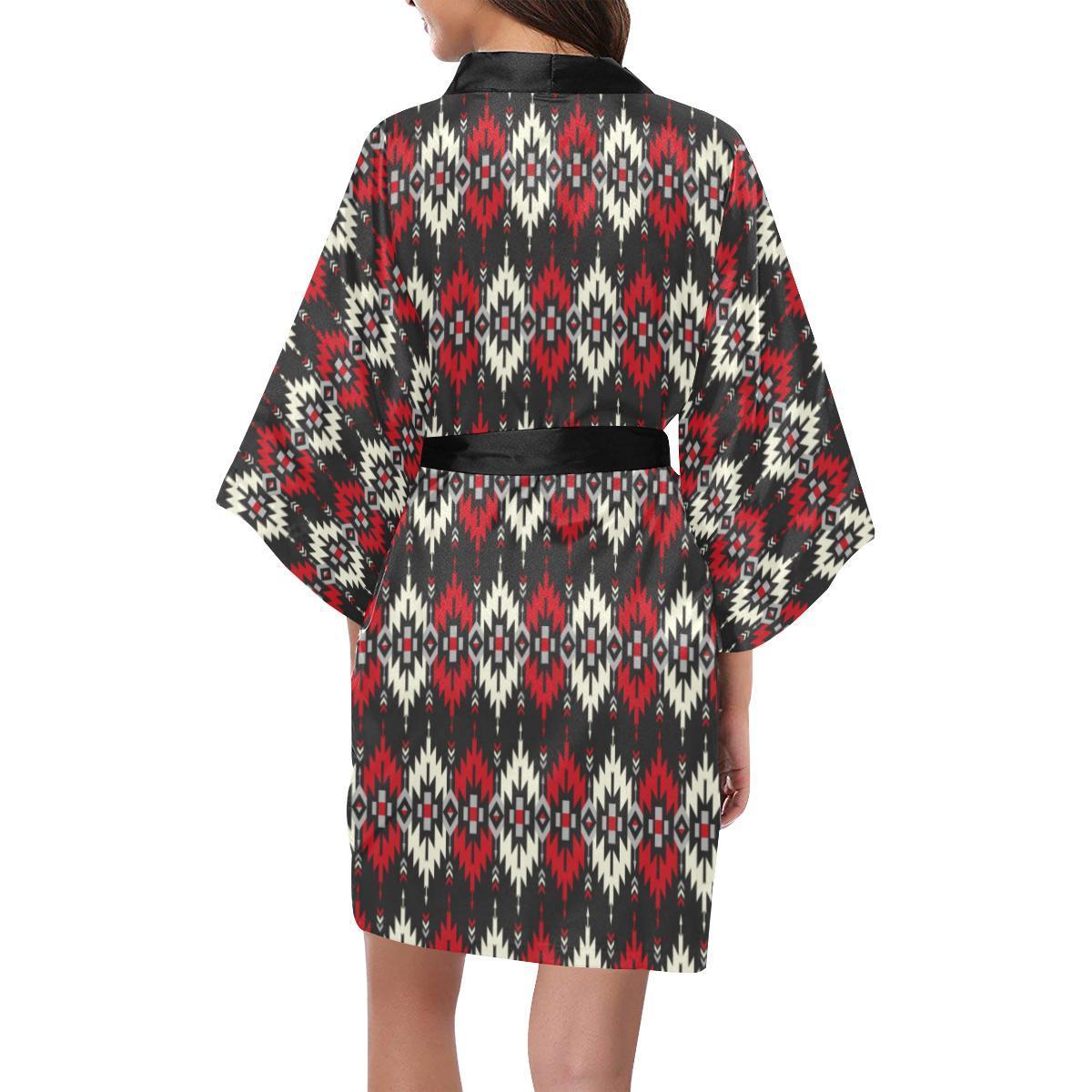 Southwestern Pattern Women Short Kimono Robe