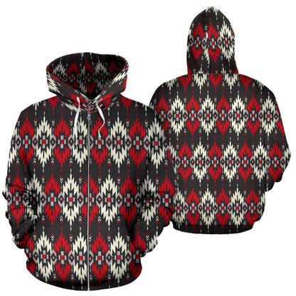 Southwestern Pattern Zip Up Hoodie