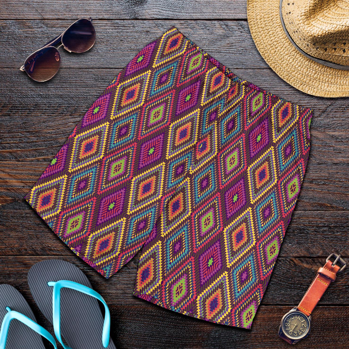 Southwestern Print Mens Shorts-JTAMIGO.COM