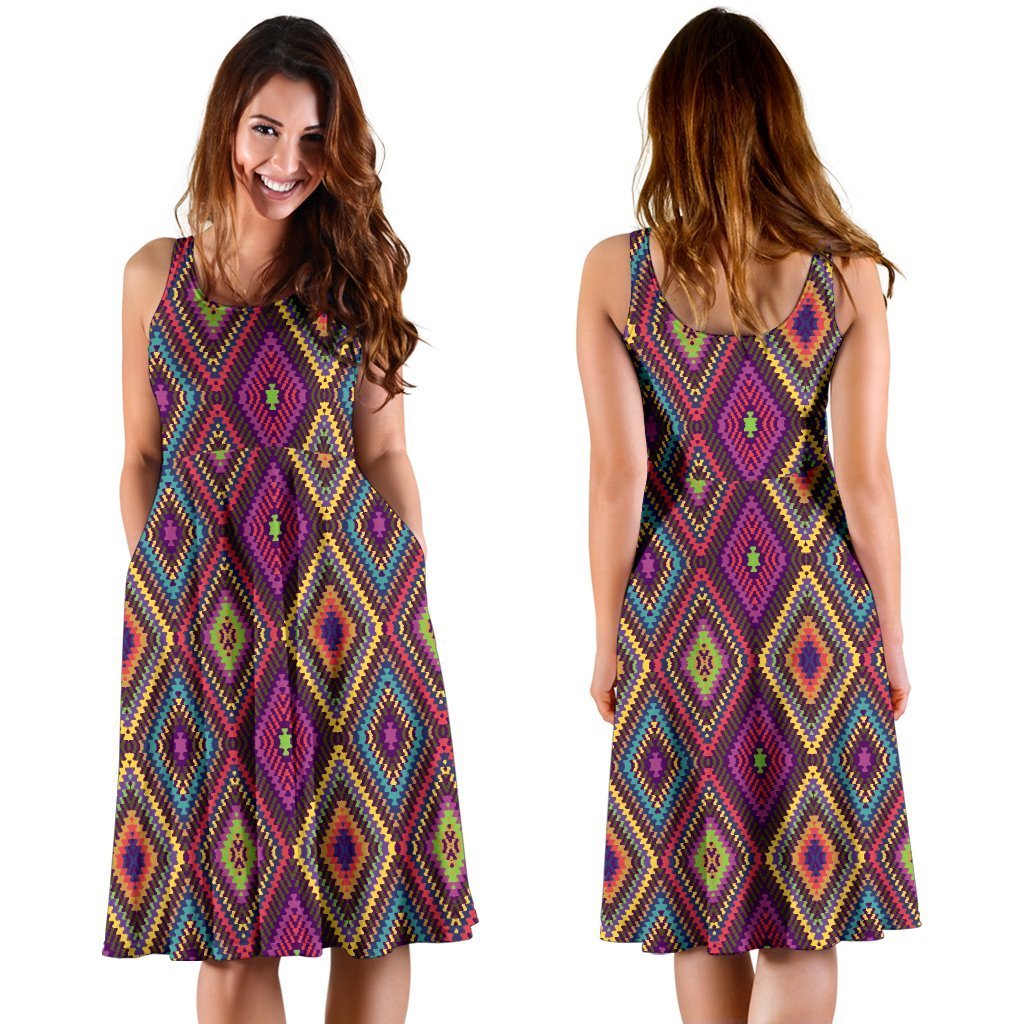 Southwestern Print Sleeveless Dress