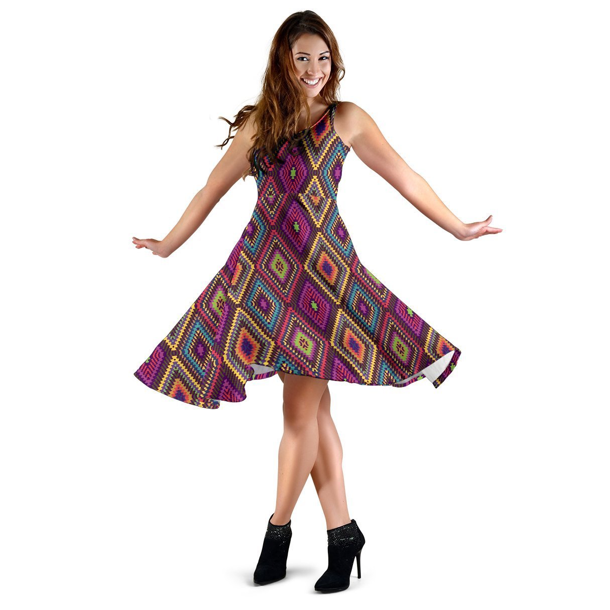 Southwestern Print Sleeveless Dress