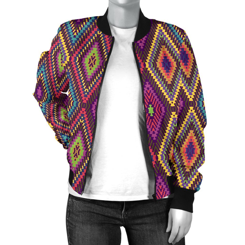 Southwestern Print Women Casual Bomber Jacket