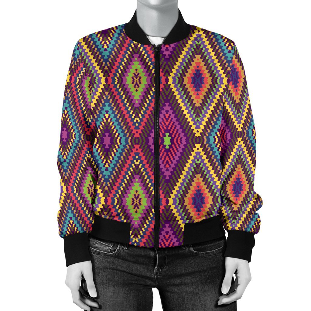 Southwestern Print Women Casual Bomber Jacket