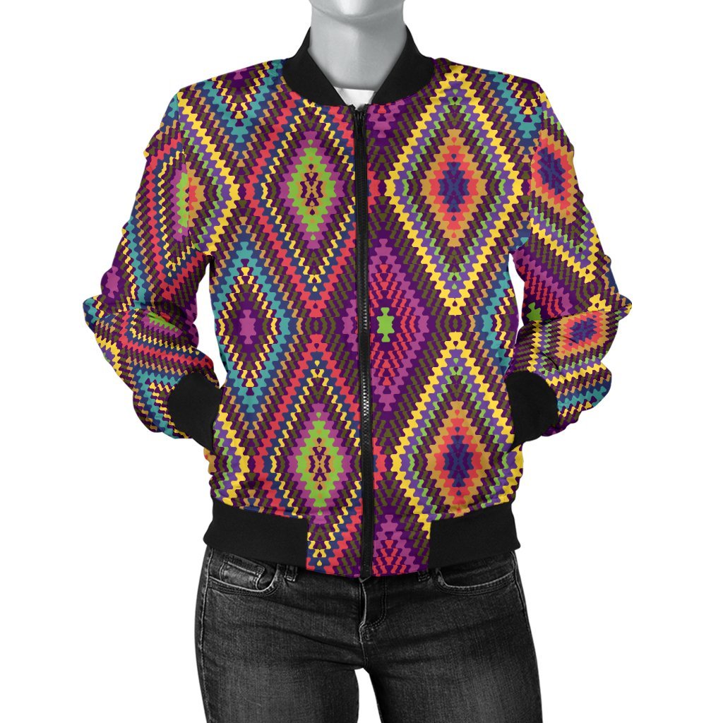 Southwestern Print Women Casual Bomber Jacket