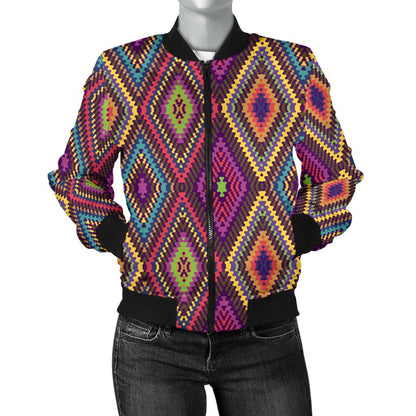 Southwestern Print Women Casual Bomber Jacket