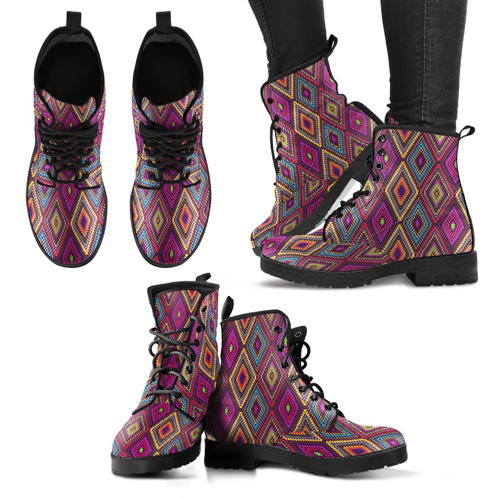 Southwestern Print Women Leather Boots-JTAMIGO.COM