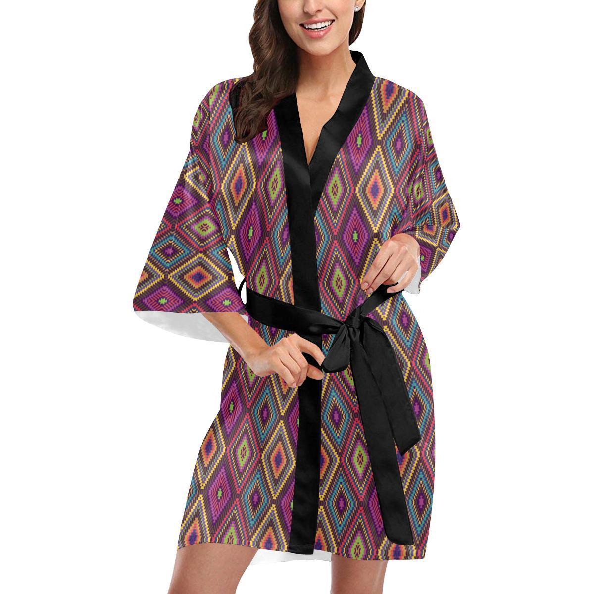 Southwestern Print Women Short Kimono Robe