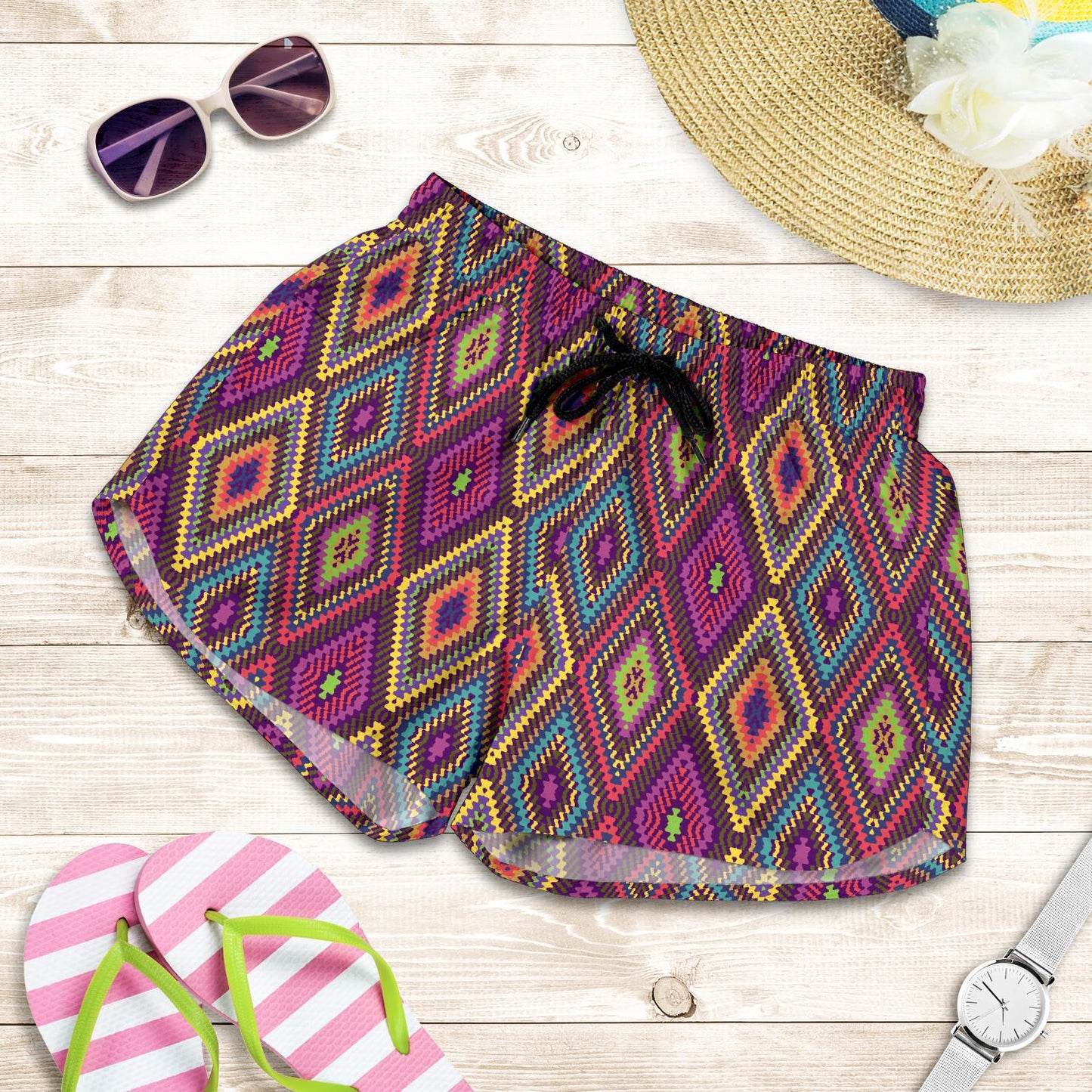 Southwestern Print Women Shorts-JTAMIGO.COM