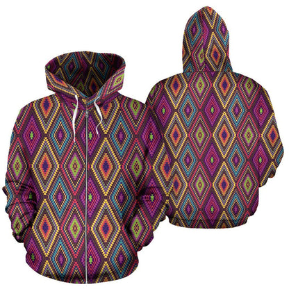 Southwestern Print Zip Up Hoodie